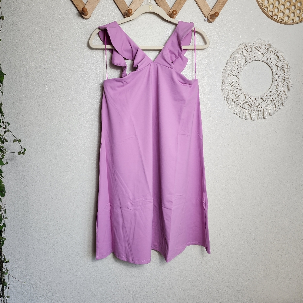 Susana Monaco Ruffle V Strap Dress In Pansy